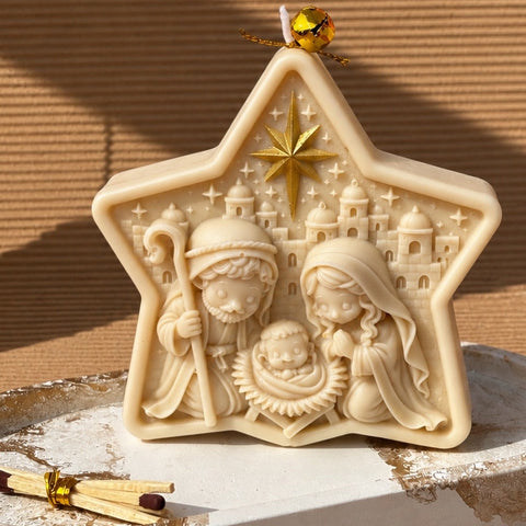Kit Velas Decorativas Pesebre de navidad con Bandeja