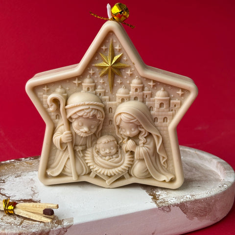 Kit Velas Decorativas Pesebre de navidad con Bandeja